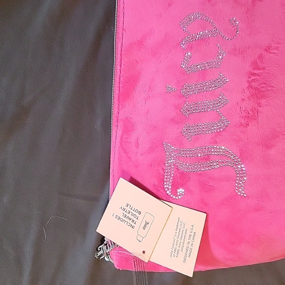Juicy Couture Pink Rhinestone Cosmetic Case & Bottle New - Picture 3 of 6